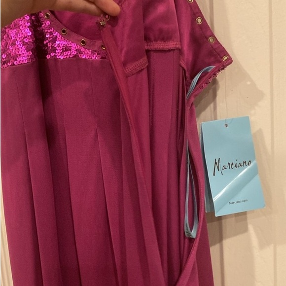 Sequin-Embellished Magenta Sleeveless Blouse- Tunic Length - Picture 5 of 9